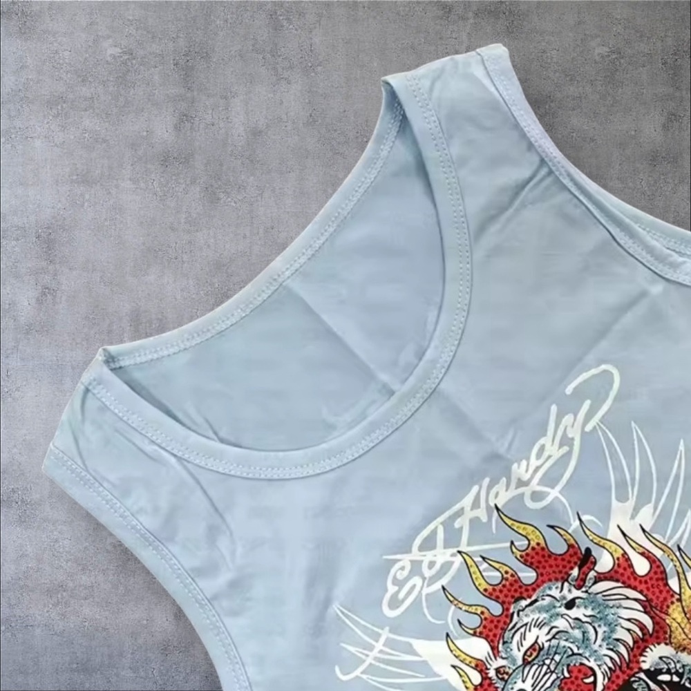 Ed Hardy Light Blue Dragon Crop Top - Picture 4 of 4